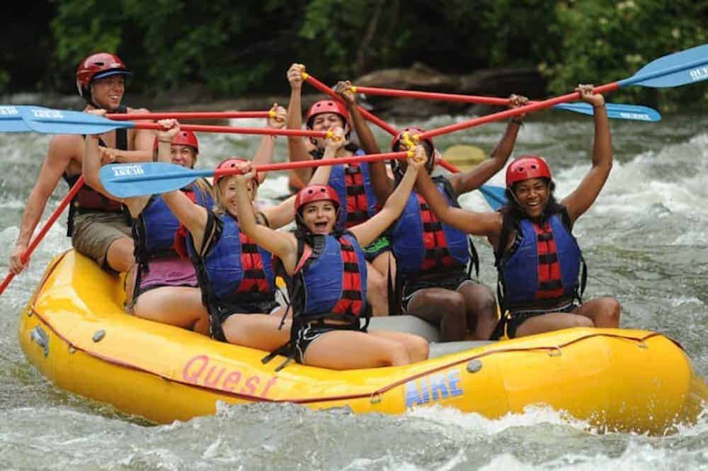 Group of girls rafting on the Ocoee River