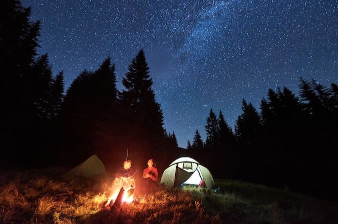 tent camping under the stars