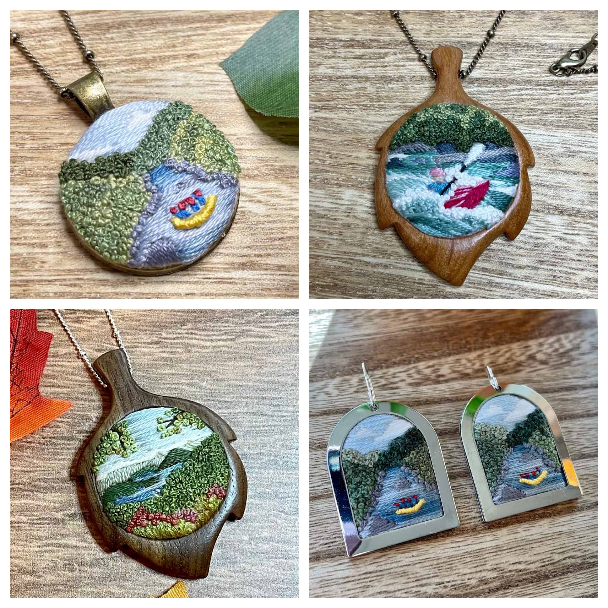 embroidered necklaces and earrings from ocoee threads